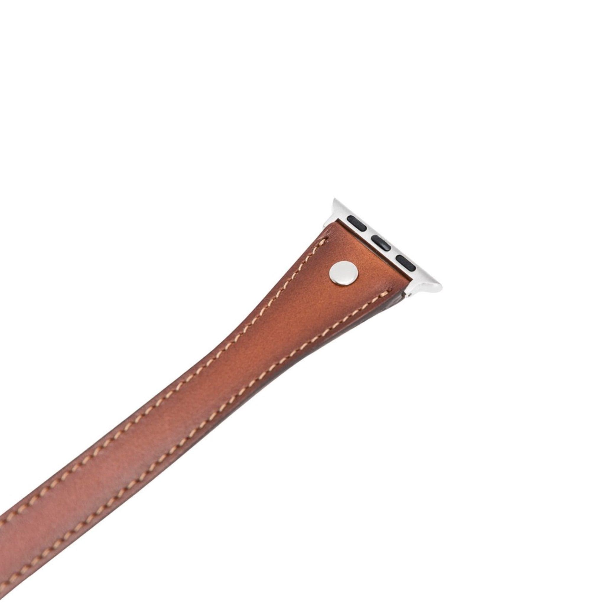 Leeds Double Tour Slim with Silver Bead Apple Watch Leather Straps Bornbor