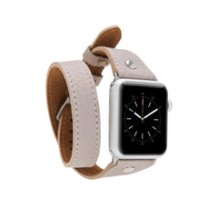 Leeds Double Tour Slim with Silver Bead Apple Watch Leather Straps Mink Bornbor