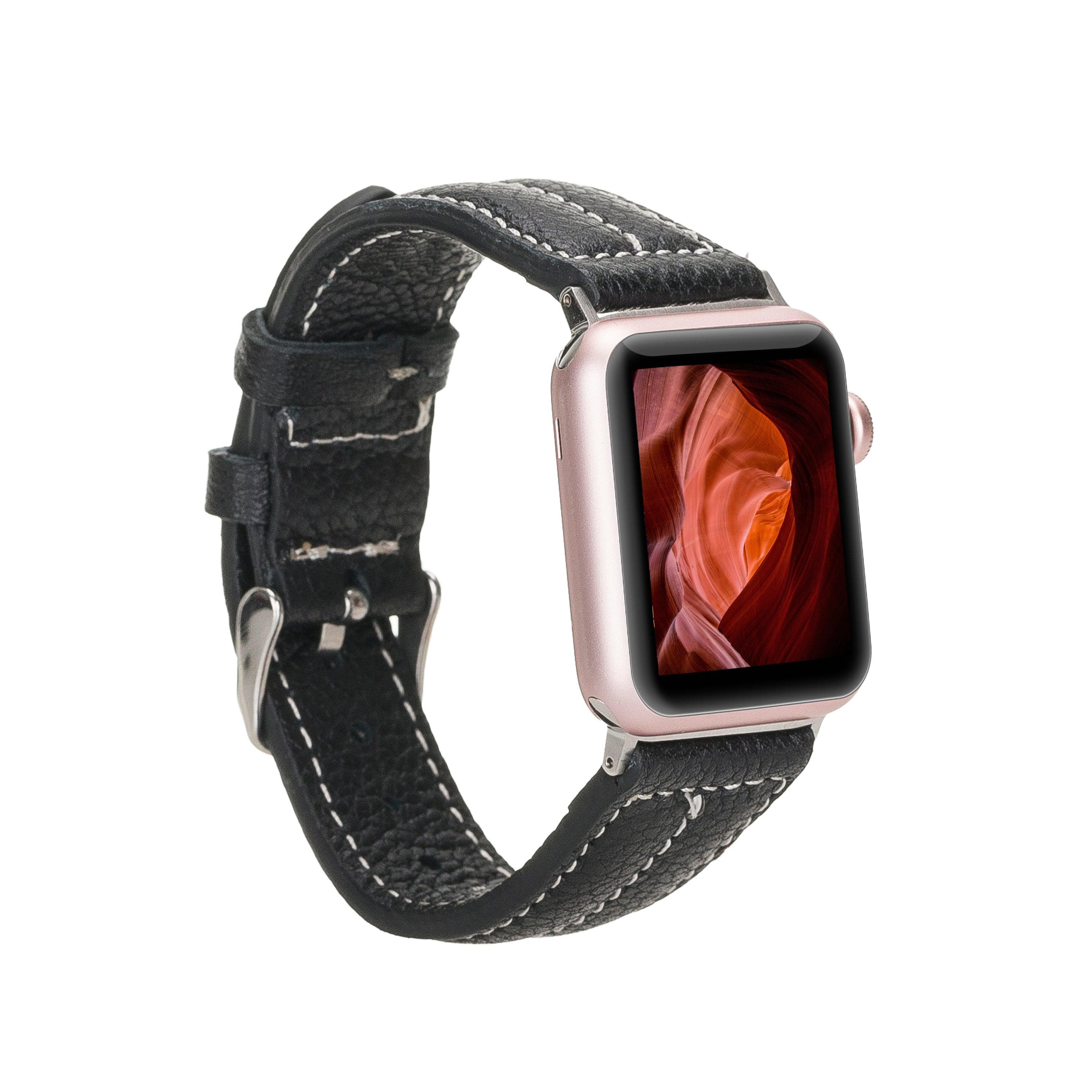 Lincoln Classic Apple Watch Leather Strap Black-NM3 Bornbor