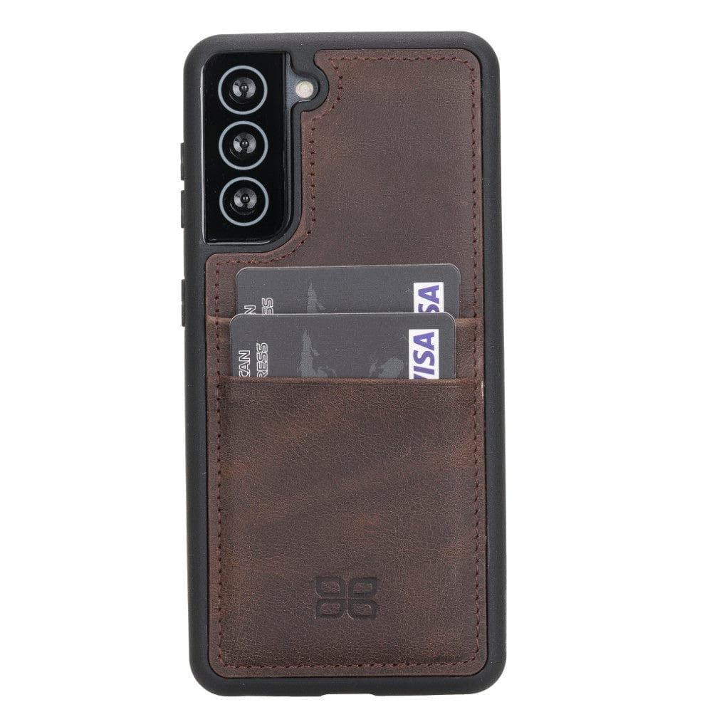 Flex Cover Back with Card Holder Leather Cases for Samsung Galaxy S21 Series S21 6.2" / Dark Brown Bouletta LTD