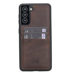 Flex Cover Back with Card Holder Leather Cases for Samsung Galaxy S21 Series S21 6.2" / Dark Brown Bouletta LTD