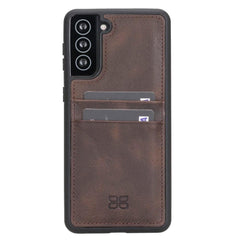 Flex Cover Back with Card Holder Leather Cases for Samsung Galaxy S21 Series S21 Plus 6.7" / Dark Brown Bouletta LTD