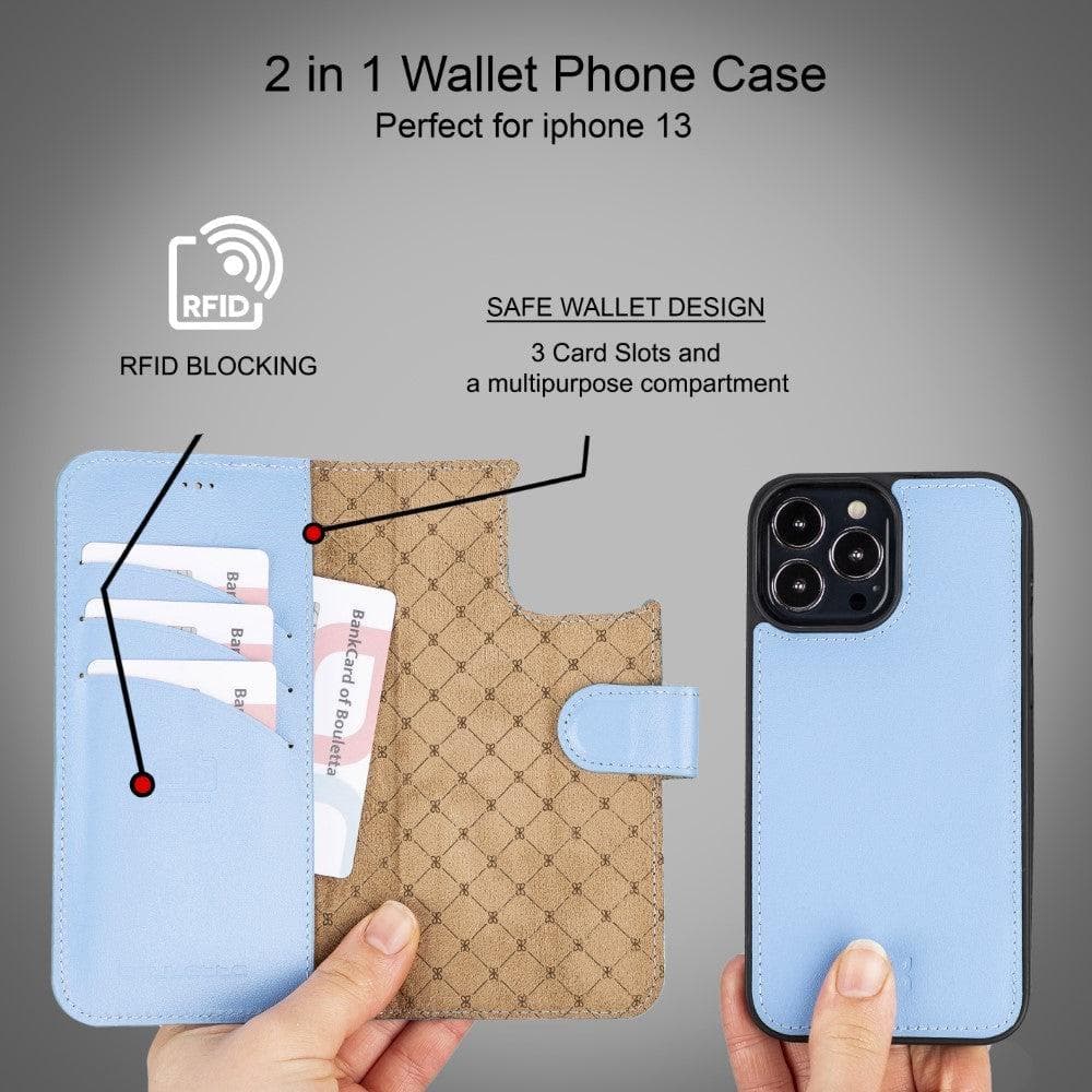 Limited Edition Apple iPhone 13 Pro Max and iPhone 13 Pro Detachable Leather Wallet Case Bouletta LTD