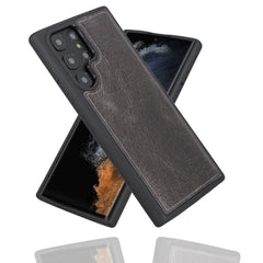 Samsung Galaxy S22 Series Genuine Leather Slim Back Cover Case Samsung Galaxy S22 Ultra / Gray Bouletta LTD