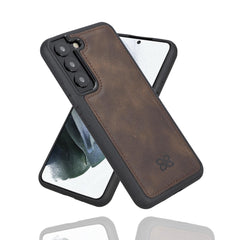 Samsung Galaxy S22 Series Genuine Leather Slim Back Cover Case Samsung Galaxy S22 Plus / Dark Brown Bouletta LTD