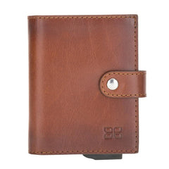 Palermo Zip Mechanical Leather Card Holder Rustic Tan Bornbor