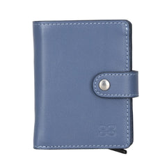 Palermo Zip Mechanical Leather Card Holder Sky Blue / Leather Bornbor