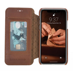 Ultimate Book Leather Phone Cases for Apple iPhone XS Max - Rustic Tan with Effect Bouletta Shop