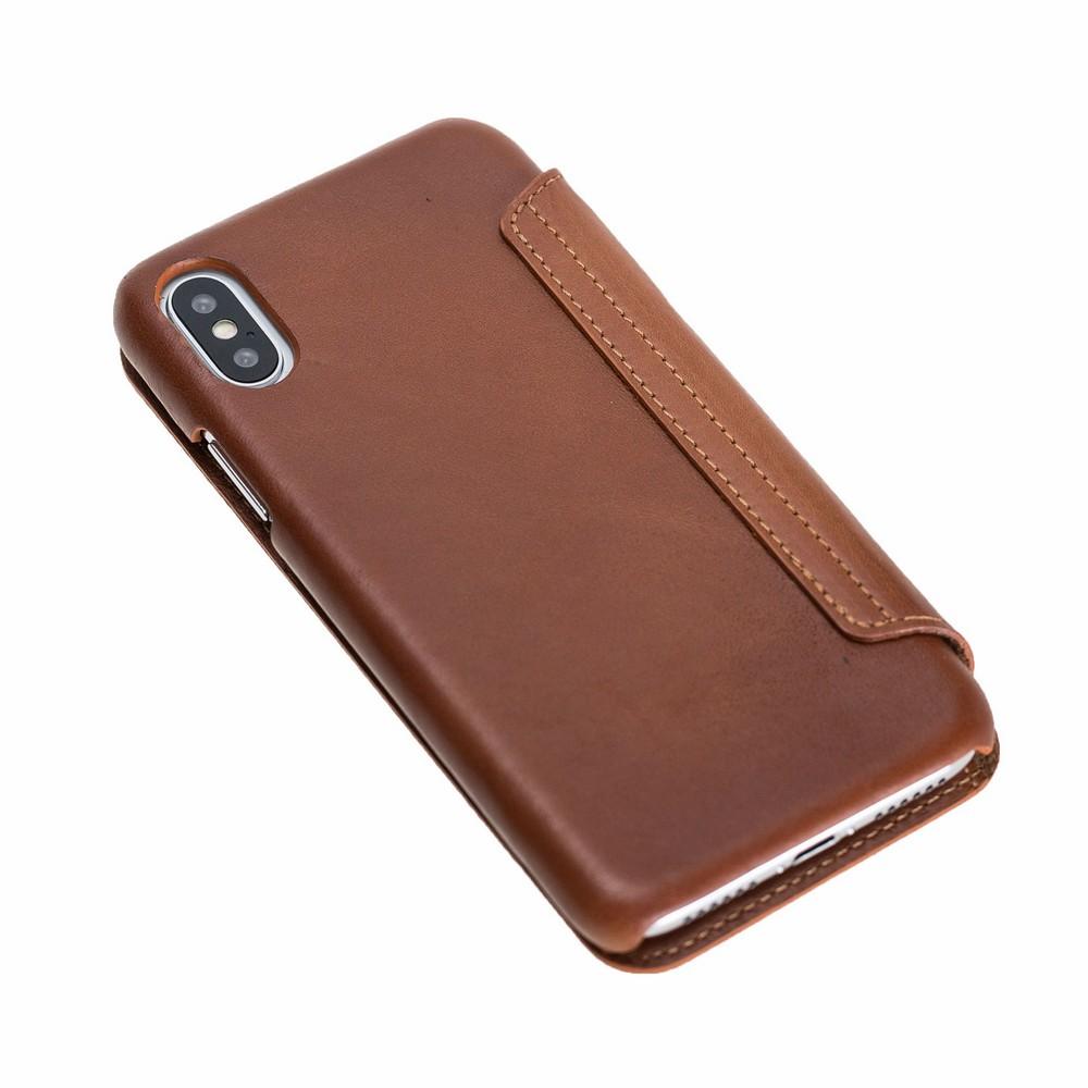 Ultimate Book Leather Phone Cases for Apple iPhone XS Max - Rustic Tan with Effect Bouletta Shop