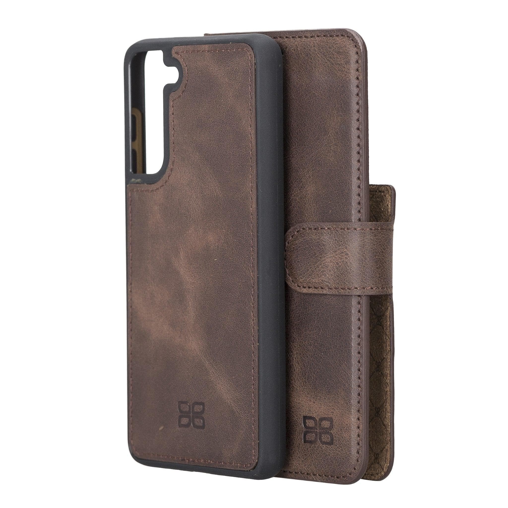 Samsung Galaxy S21 FE (Fan Edition) Detachble Leather Wallet Case Samsung S21 FE / Tiguan Brown Bornbor