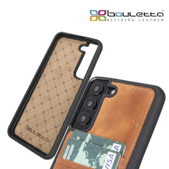 Samsung Galaxy S22 Series Genuine Leather Slim Back Cover Case with Card Holders Bouletta LTD