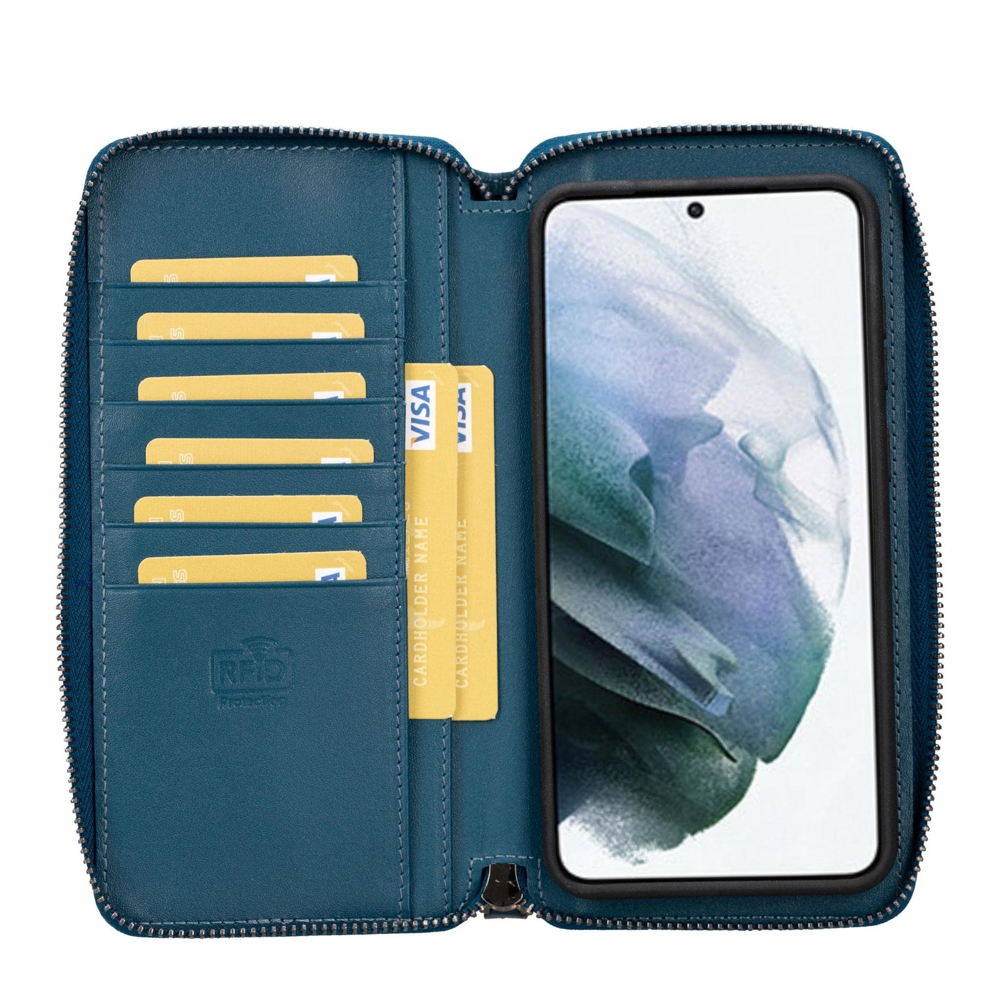 Samsung Galaxy S23 Series Zippered Leather Wallet Cases - PMW Bornbor