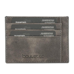 Handmade and Personalized Minimaalist Geniuine Leather Card Holder - BLWL18 Gray Bouletta LTD