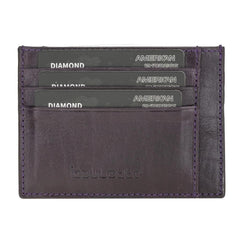 Handmade and Personalized Minimaalist Geniuine Leather Card Holder - BLWL18 Vegetal Purple Bouletta LTD