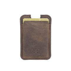 Maggy Magnetic Leather Card Holder Dark Brown Bouletta Shop